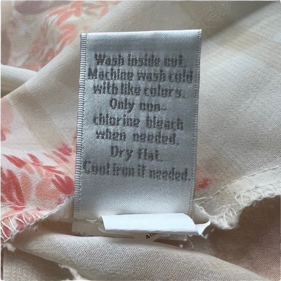 LC Lauren Conrad Cream Striped Floral Sheer Long Sleeve Top - Size Small - Picture 13 of 16